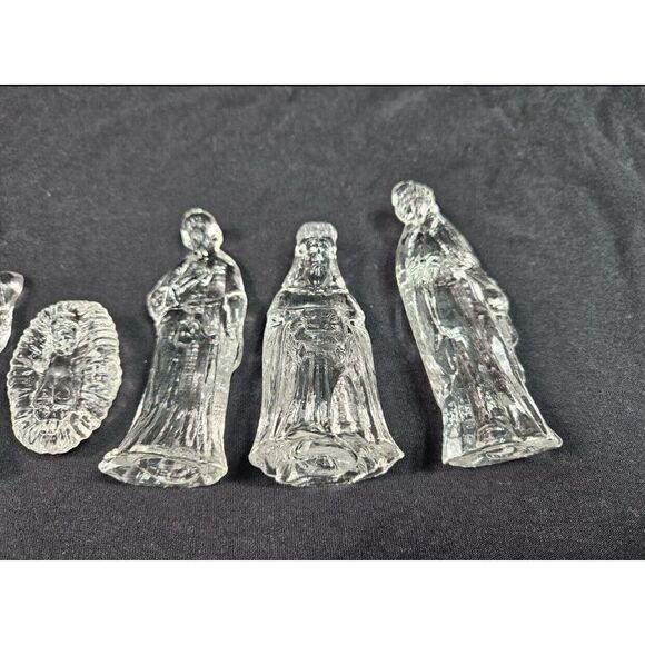Vintage Glass Nativity Set By Gorgeous Designs Inc 6 piece Clear Christmas - Picture 4 of 6